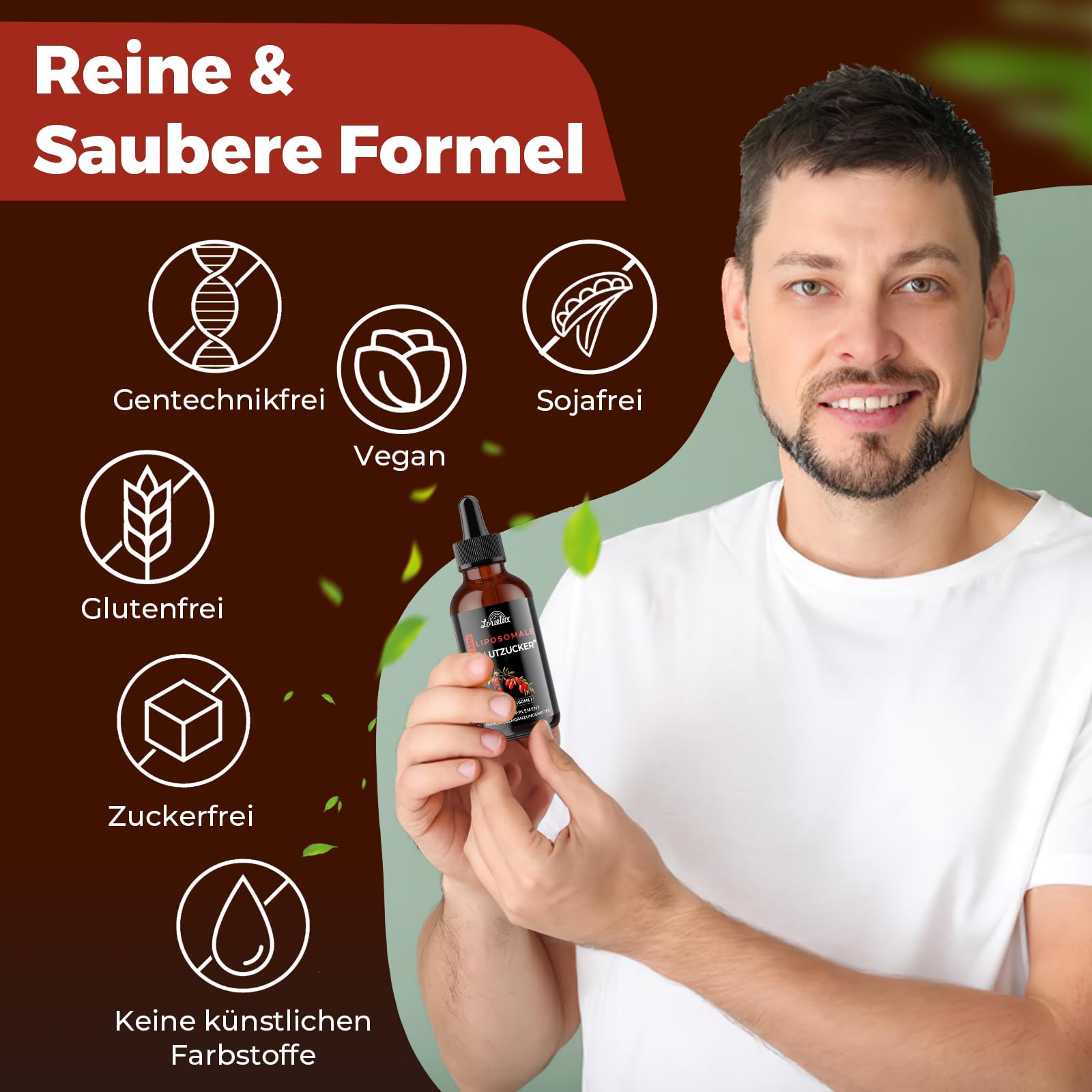 Liposomale Berberin Tropfen, 3000mg Blutzucker-Unterstützung, mit Grüntee-Extrakt, Ceylon-Zimt und Ingwerwurzel, 60 ml
