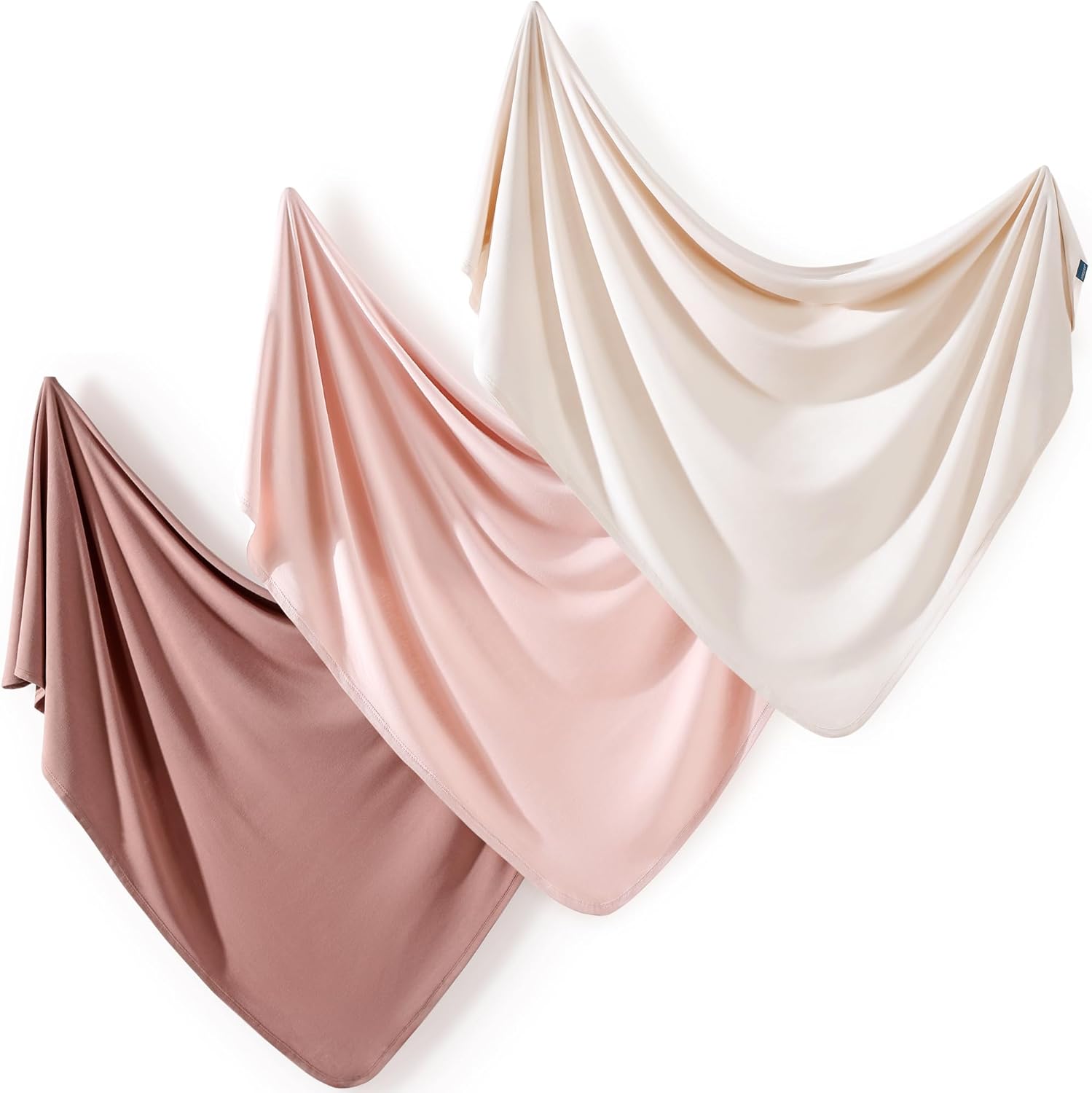 GRSSDER 3 Pack Newborn Swaddle Blankets for Girls, Ultra Soft Stretchy Jersey Knit Extra Large Size 33 x 44 Receiving Blankets for Easy Swaddling Baby Snug and Cozy