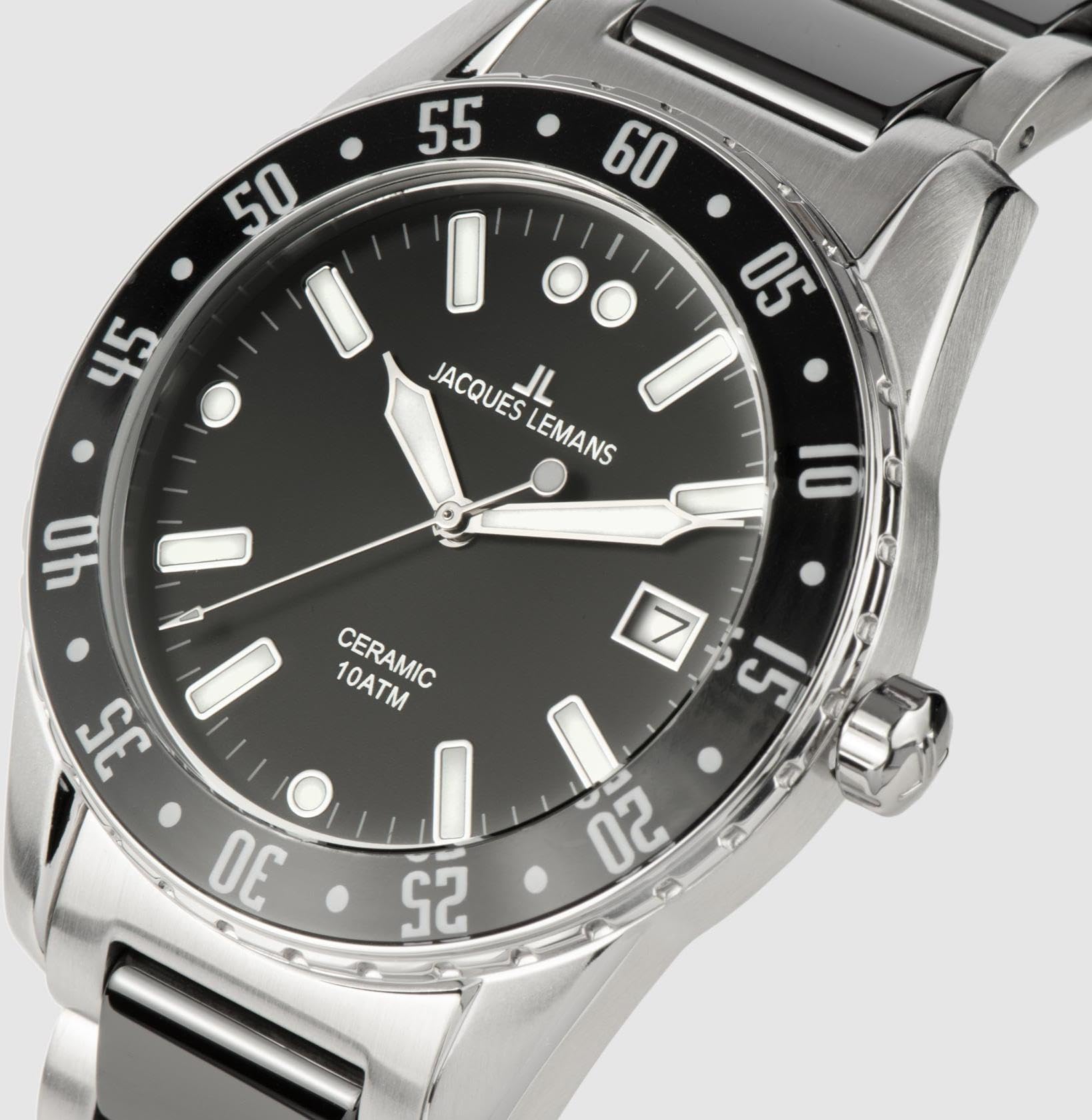 JACQUES LEMANS Damenuhr Liverpool Massiv Edelstahl/High-Tech-Ceramic massiv Edelstahl 42-12A