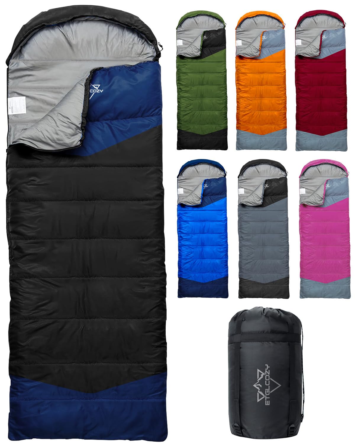 ETGLCOZY Sleeping Bag for Adults Cold Weather & Warm, Lightweight Backpacking Camping Hiking Essentials Gear for Kids 10-12 Girls Boys Compact w/