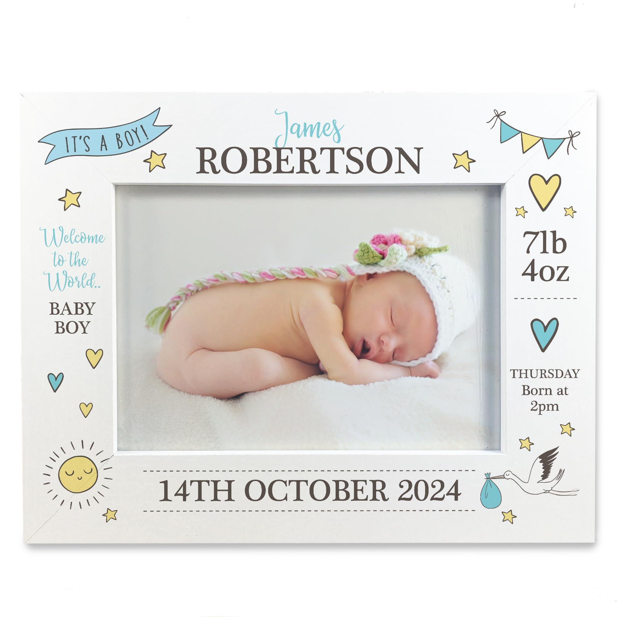 Red Ocean Personalised Baby Boy Photo Frame With Birth Details and Cute Illustrations Baby Boys Nursery Decor New Baby Gift New Mum Gift New Dad Gift For New Baby Keepsake