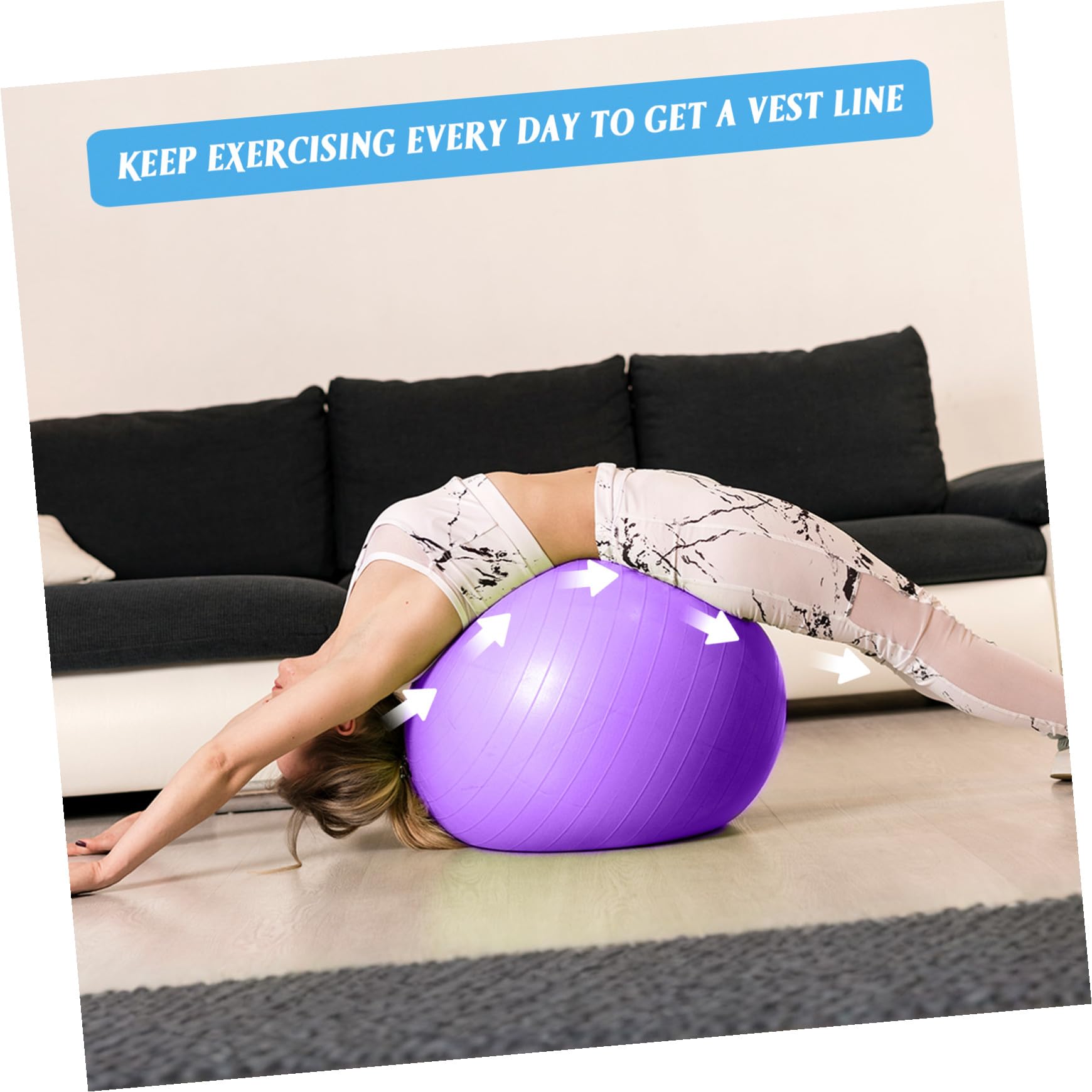Abaodam Pelota de Yoga Púrpura de PVC con Inflador para Ejercicio