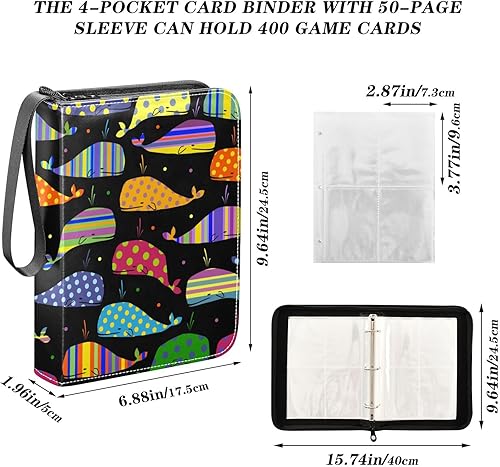 Miniatura 3 de Álbum de tarjetas de ballenas de dibujos animados, cierre de cremallera anticaída, resistente al agua y fácil de limpiar