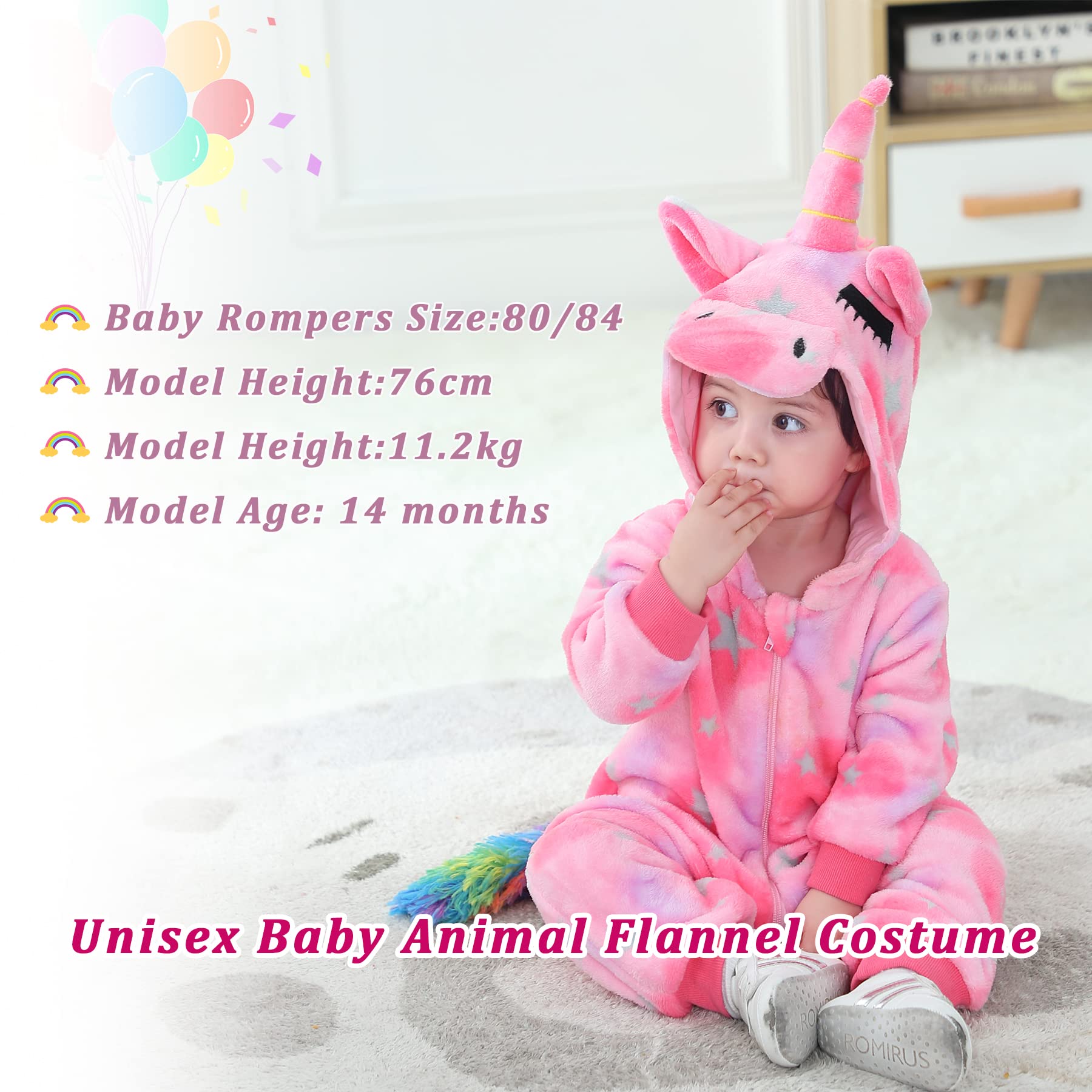 Mameluco para bebé Animal de Unicornio con Capucha Monos Pantalones de Peto para niña Ropa de Franela para niño