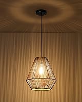 Vista 5 de ELYONA Woven Pendant Lights Modern Boho Hanging Lamp with 12" Handwoven Rattan Basket Shade Adjustable Rustic Pendant Light Fixtures for Kitchen