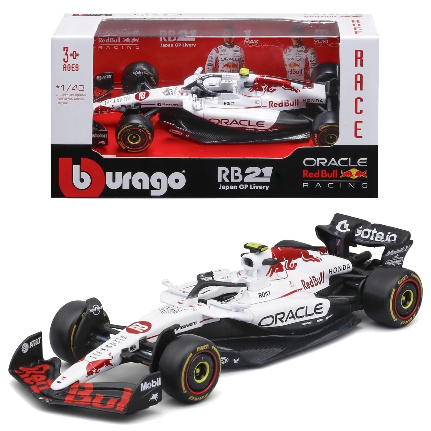 Bburago 1:43 Scale Red Bull Racing RB21 Formula 1 Car 2025#22 Yuki Tsunoda β Japanese GP DieβCast Model, F1 Collectible (18β38233)
