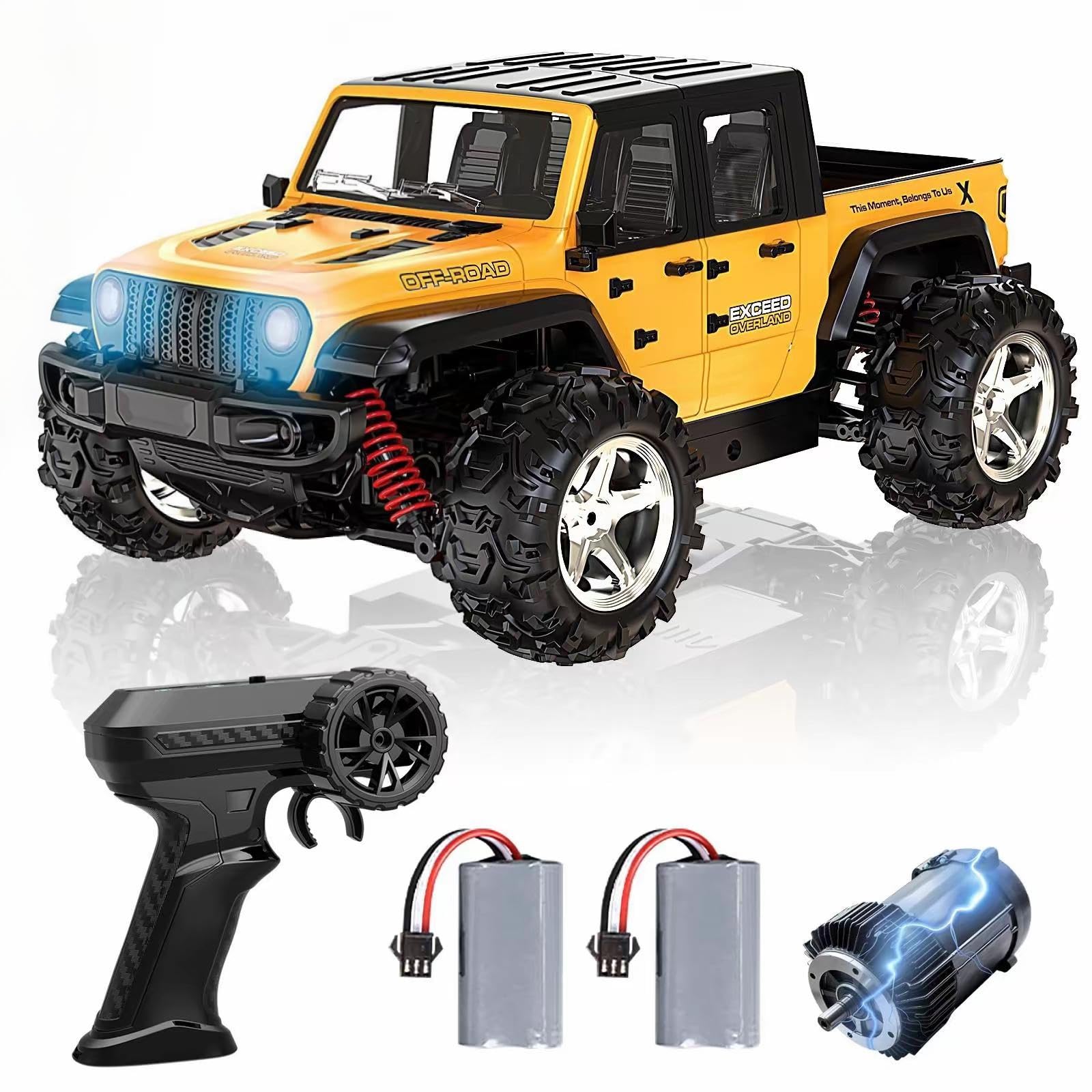 FEIMUOSI Voiture Télécommandée Car Fast Truck : Voiture RC 35 km/h 2,4 GHz 4 Roues Motrices Tout-Terrain Crawler Jouet pour Enfants et Adultes Cadeaux d'anniversaire ou de Noël