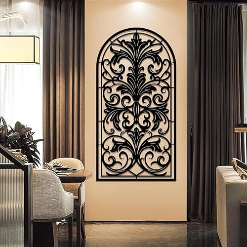 Miniatura 3 de Arte de pared de metal con arco de ventana, decoración de pared de desplazamiento de metal grande, decoración de pared de desplazamiento de granja