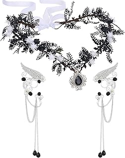 SWEETV Fairy Flower Leaf Crowns for Women Elven Princess Tiara Elf Headpiece for Cosplay Halloween Costume Photoshoot Wedding