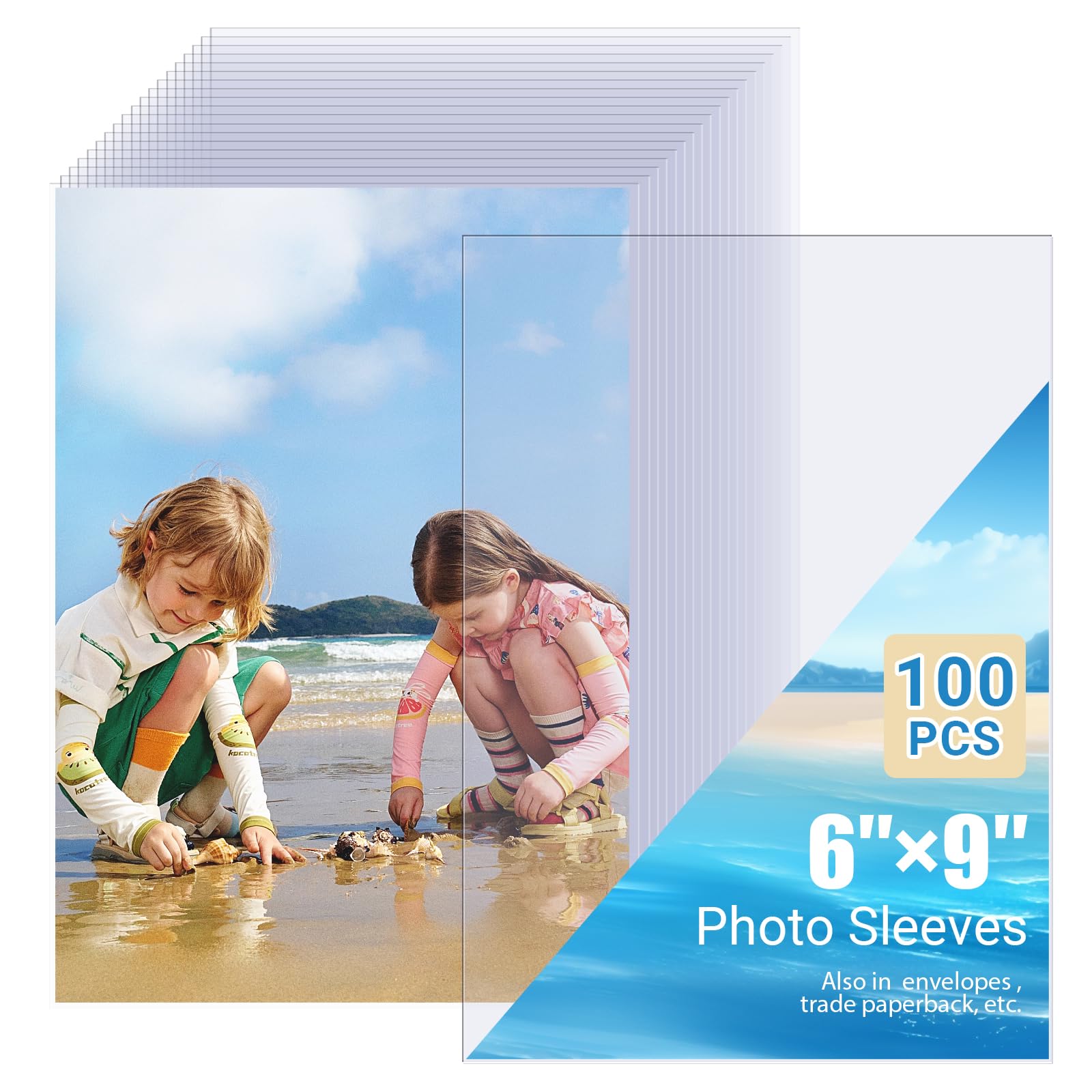 6x9 Photo Sleeves (100 ct) – Top Loading Clear Plastic Sleeve – Acid Free, No PVC – Soft Sheet Protectors for Photos, Jumbo Card Sleeves – Fits Albums, Storage & Magazine Protectors for Collectors