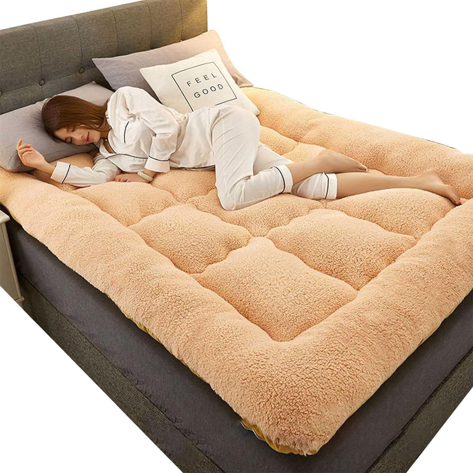 Colchón Todo Incluido Sábana Bajera Espesada Funda de Colchón 100% Algodón Soja Antideslizante Acolchado Colcha para Apartamento Dormitorio (Color : Marrón Tamaño: 200 x 220 cm)