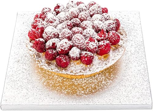 Pastry Tek - Tambor para pasteles de 8 pulgadas x 12 pulgadas de grosor, 1 tablero para pastel con borde cubierto, cuadrado, resistente a la grasa,