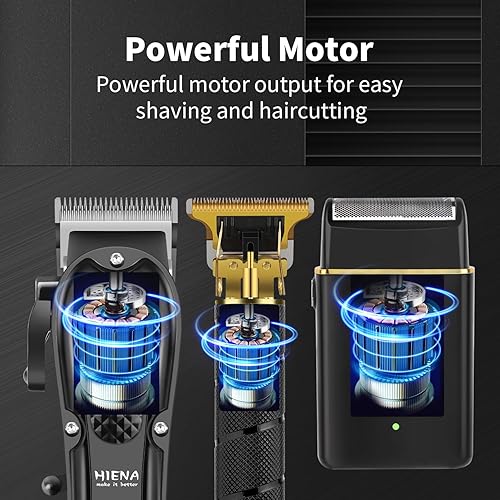 Miniatura 7 de HIENA PRO Cortadora de pelo para hombres profesionales, cortadora de pelo inalámbrica con hoja en T para barbacabello, juego completo de peluquería,