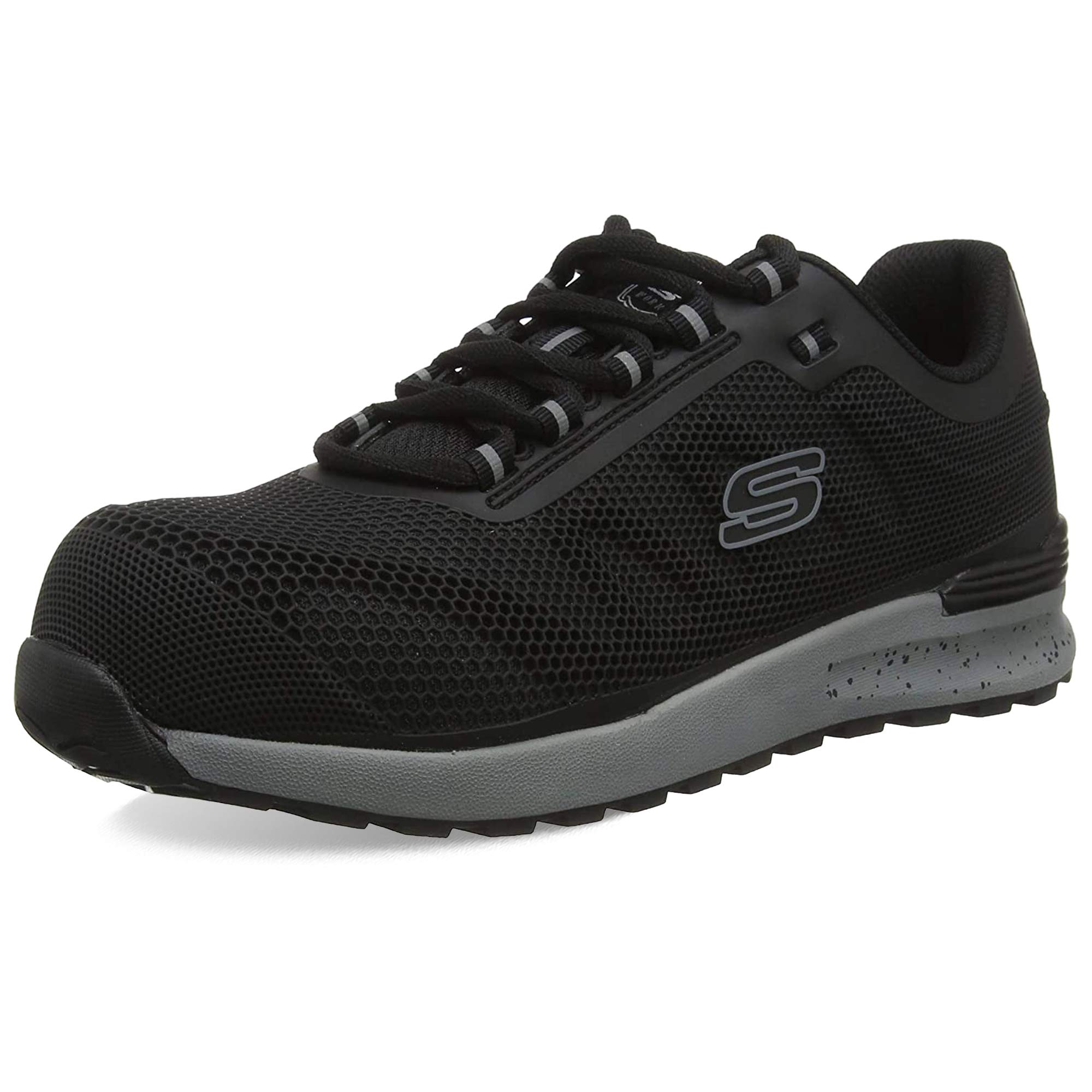 SkechersMen's Bulklin Comp Toe Trainers, Black Textile Synthetic, 8 UK