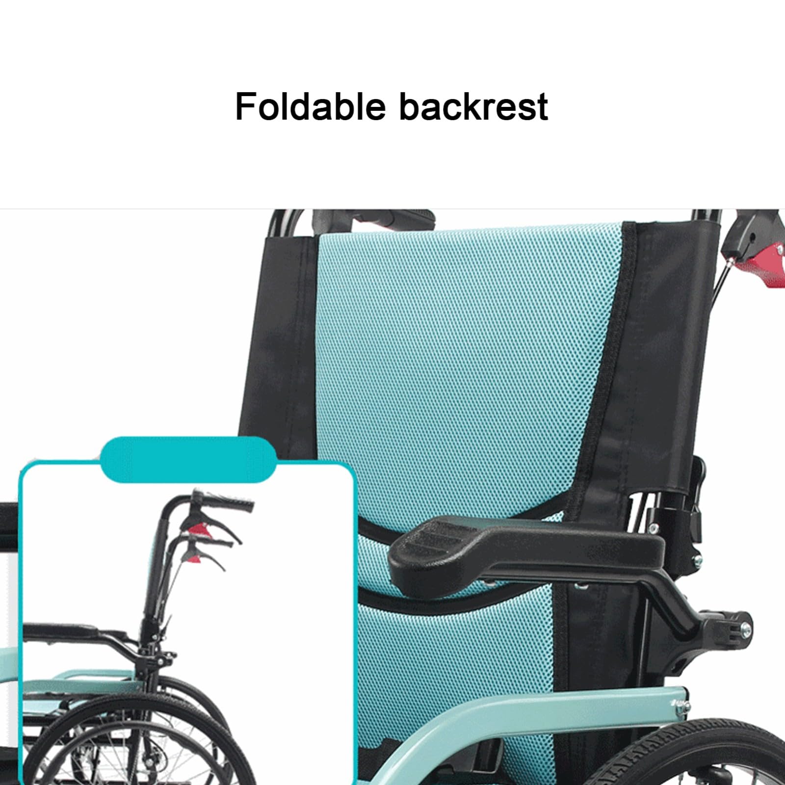 Sedia A Rotelle Leggera Ad Autospinta, Leggera E Compatta Carrozzina Schienale Pieghevole Per Disabili E Anziani Pieghevole,Sedia A Rotelle Manuale Braccioli E Poggiapiedi,Seduta 46 Cm
