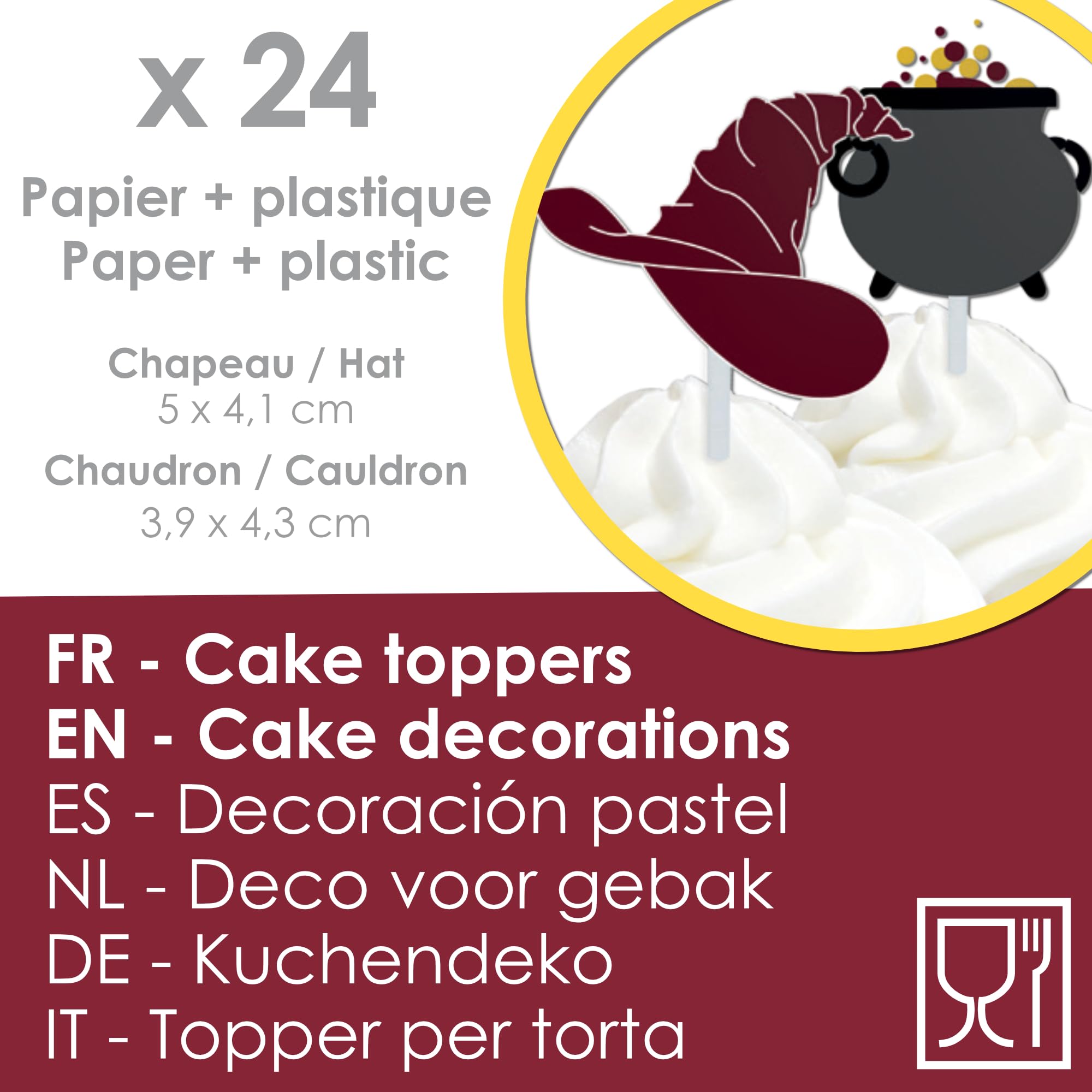 ScrapCooking 4906 Set met 24 vormpjes en toppers voor cupcakes, tovenaarsthema, decoraties voor gebak, desserts, cakes, koekjes, verjaardagen, hekserij, magie