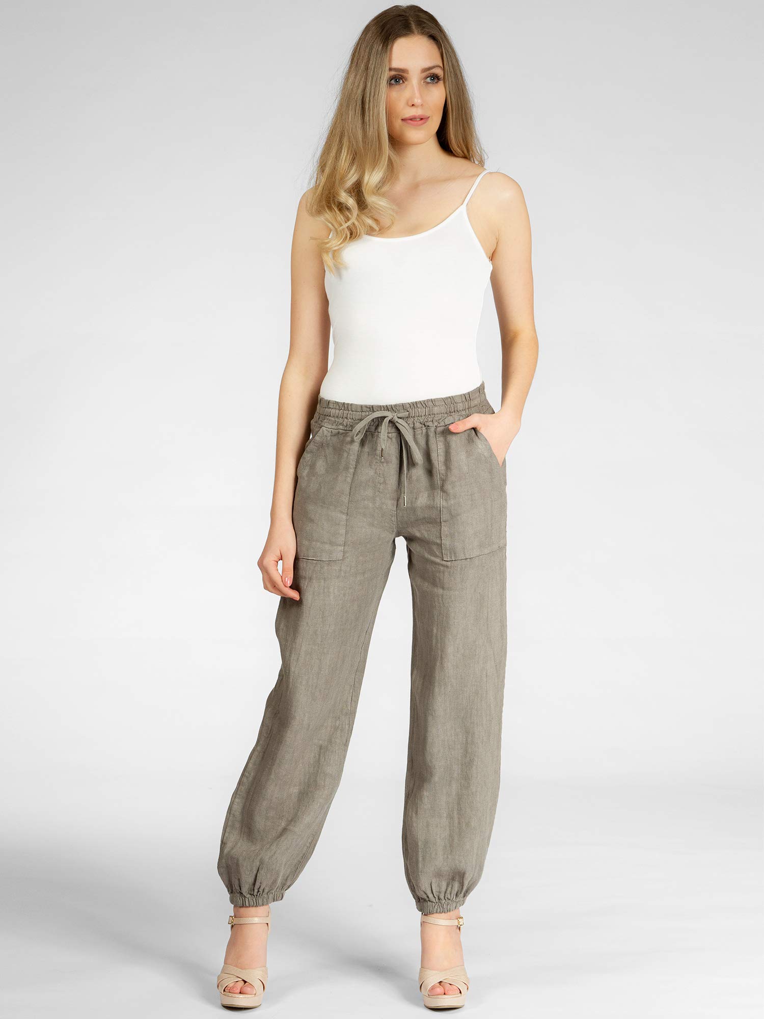 Caspar KHS051 Elegante Damen Casual Sommer Leinenhose