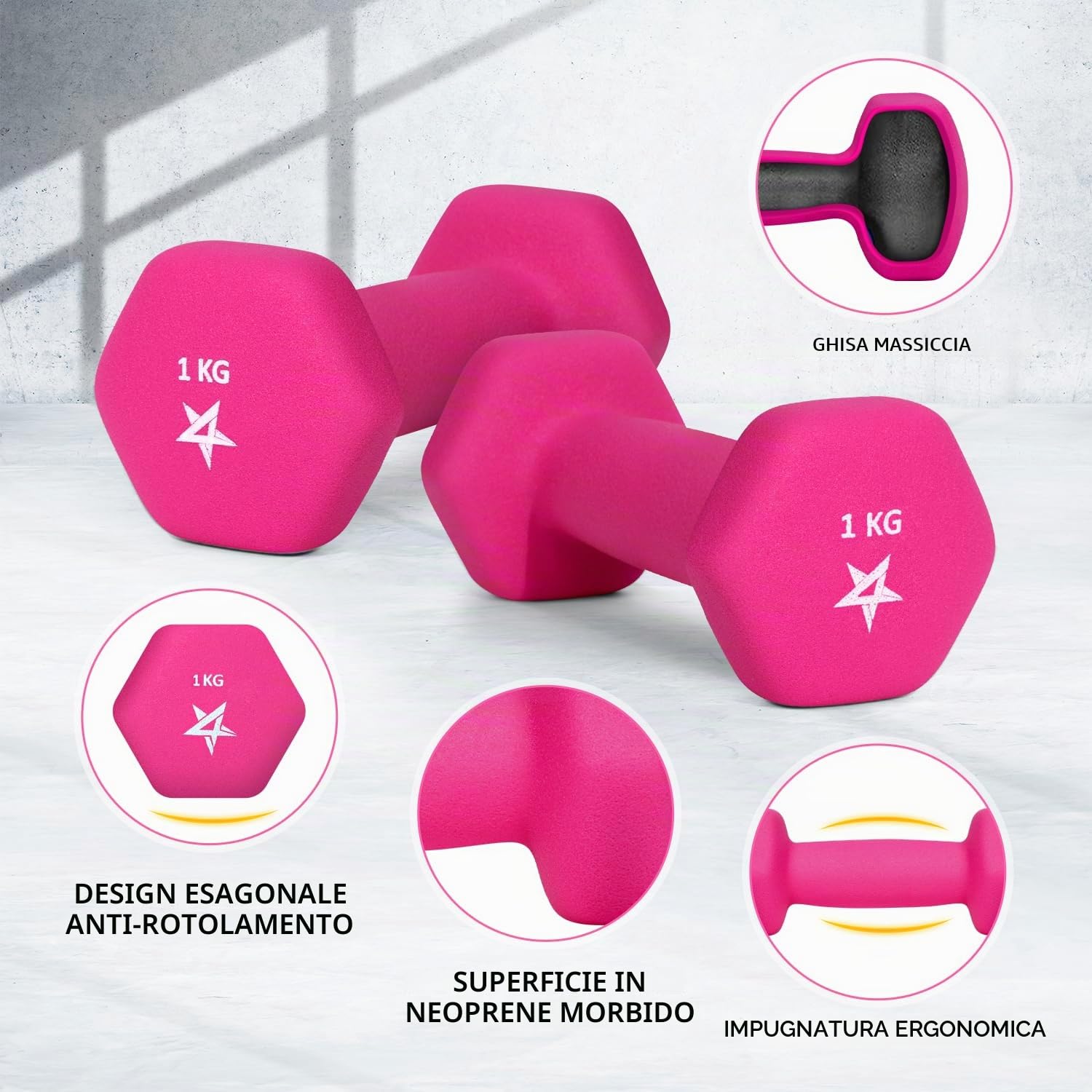 Yes4All Set Manubri Palestra in Neoprene Esagonale - Coppia di Pesi Palestra in Casa, Dumbbells Set