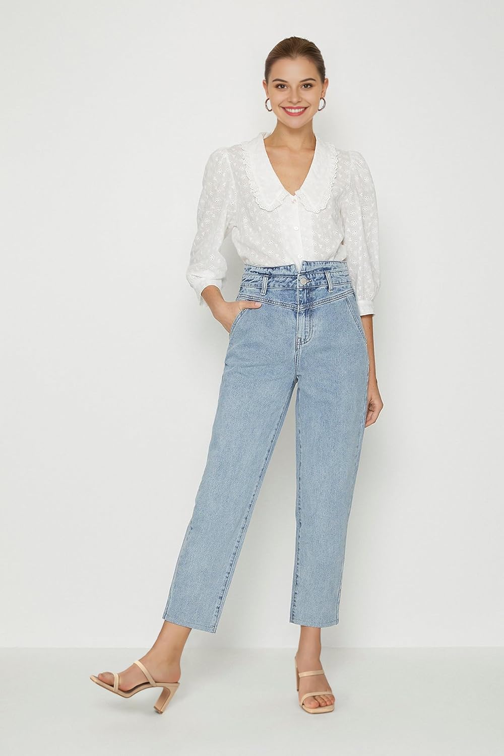 Carcuume Women's Square Toe Two Strap Open Toe Block Heels Sandals Slip On Shoes - Image 2