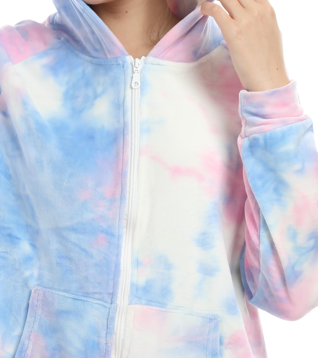 Kgromfy Adult Pajamas Women Tie Dye Onesie Comfy Hooded One Piece Party Costume Jumpsuit Sleepwear Homewear - Image 4