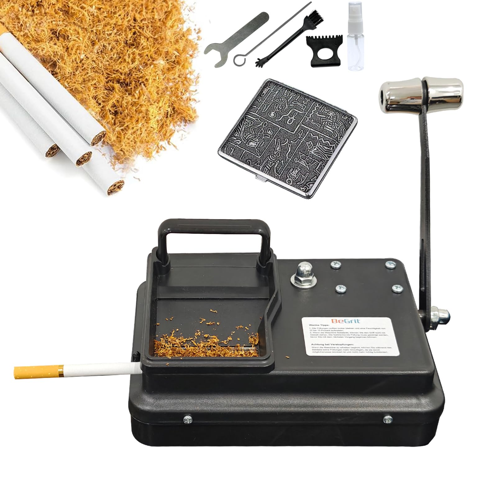 BeGrit Macchina Sigarette Tappatrice per Sigarette da 8 mm per una Produzione Semplice e Coerente di Sigarette Macchinetta per Rollare Sigarette Porta Sigarette