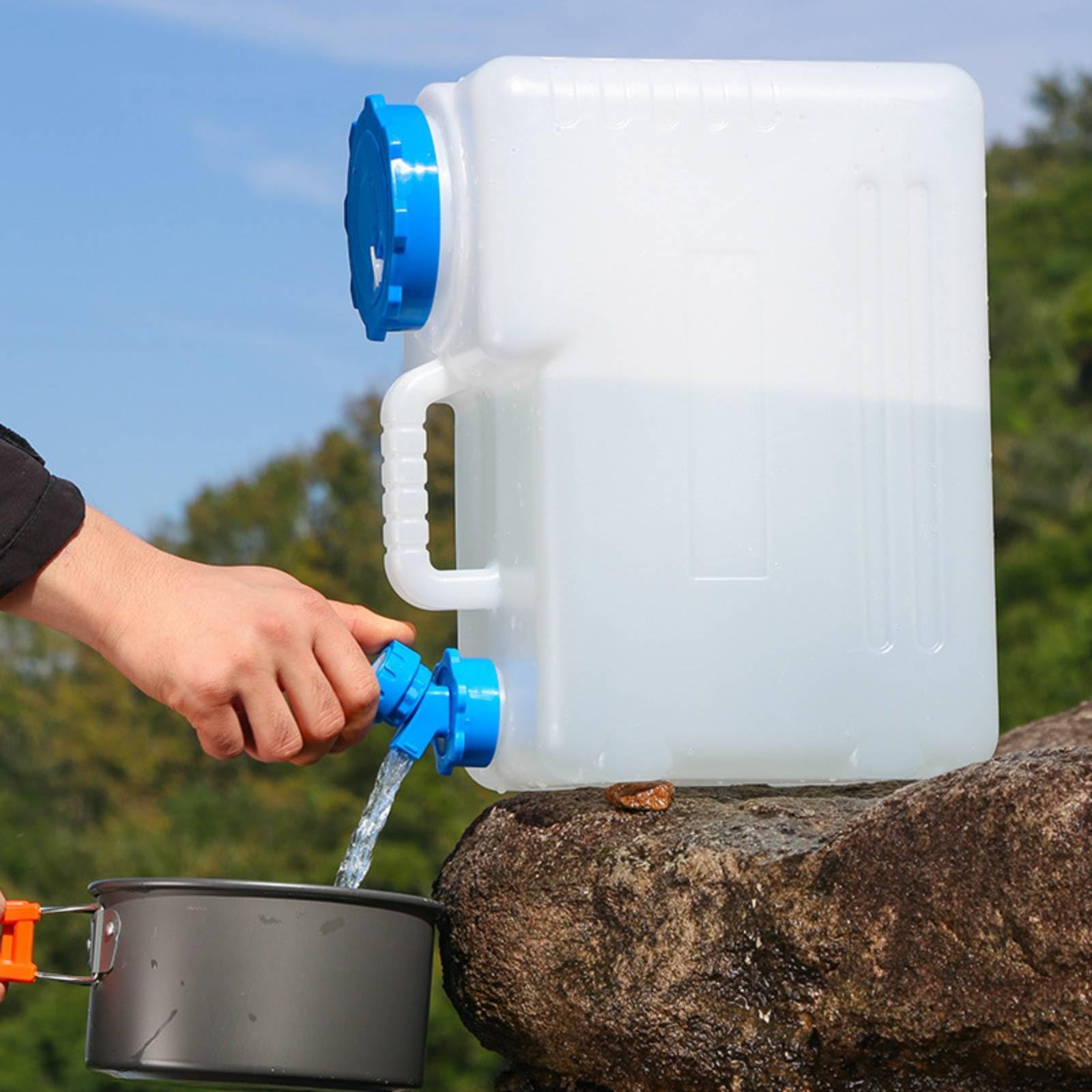 Bidón con Asa para Uso Alimentario | Higiénico, Bidón Agua con Grifo, Práctico, para Camping, Vehículos, Campistas, Viajeros