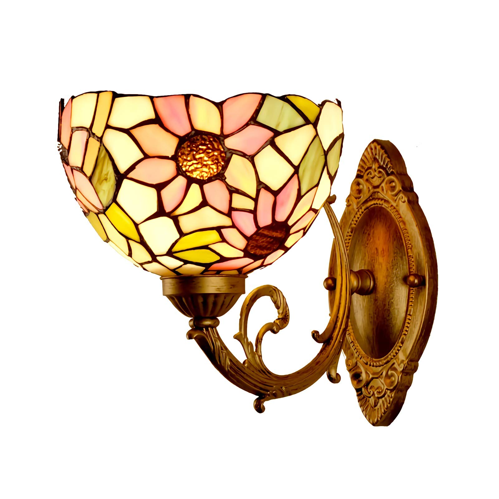 Tiffany Style Stained Glass Wall Lamps & Sconces, 1 Light, E26/E27 Base Vintage Wall Light Fixtures for Bedroom Living Room Bathroom Hallway Indoor Lighting, 110-240V(No Bulb),6