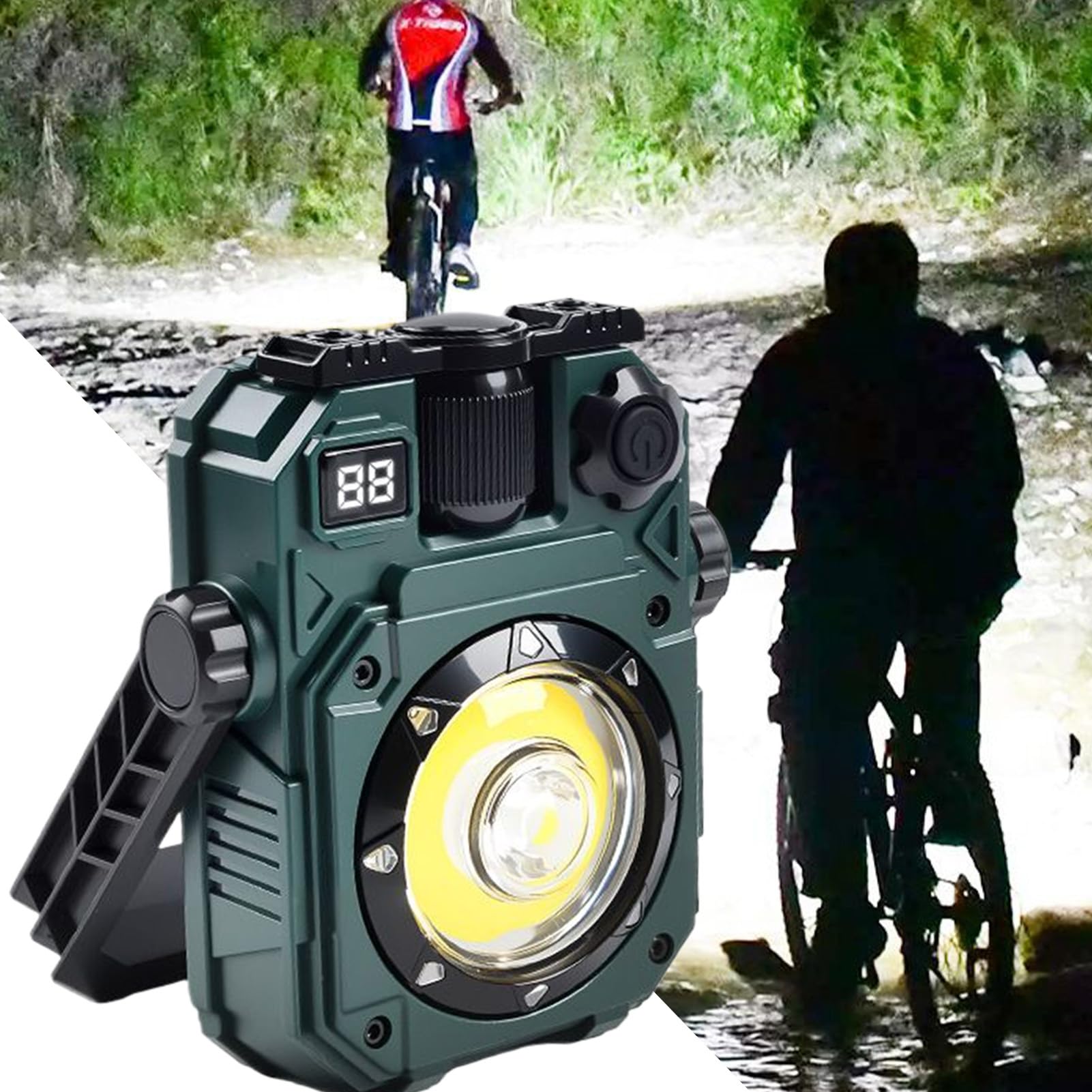 Générique Lampe Magnétique de Travail - Torche À LED Portable Solaire Pour Travail,Torche Puissante 5 Modes Portable Solaire pour Camping Réparation Voiture Atelier Chantier Maison