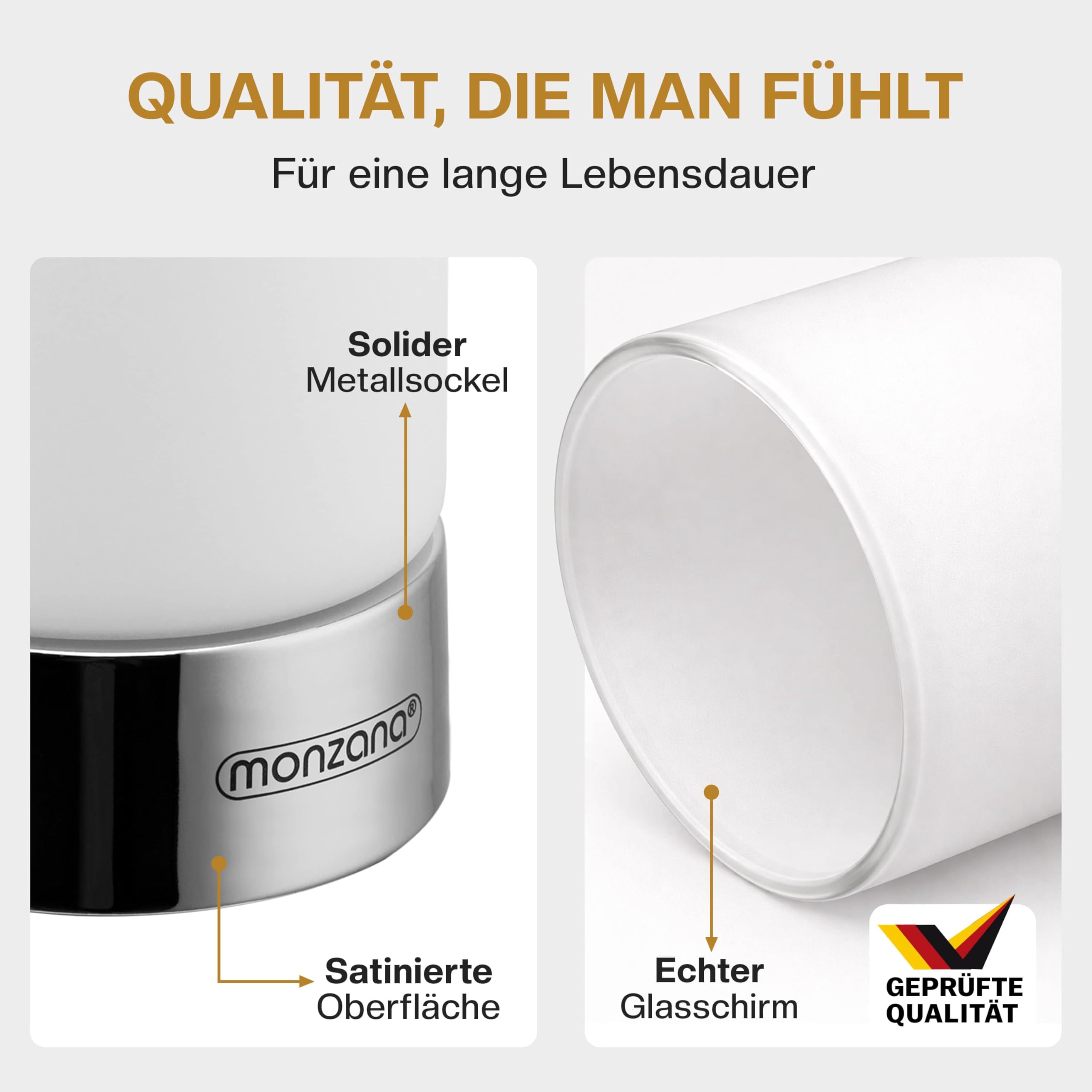 Monzana® Nachttischlampe 2er Set Touch Dimmbar mit LED Leuchtmittel Glasschirm Tischlampe Tischleuchte Wohnzimmer Schlafzimmer Nachtlicht Leselampe