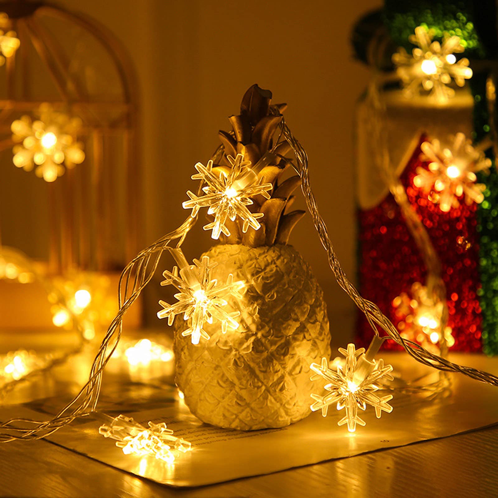 guirlandes lumineuses led flocon de neige, guirlandes lumineuses de décoration d'Halloween et de Noël, guirlandes lumineuses étanches, batterie, plug-in, méthodes d'alimentation multiples usb (prise d