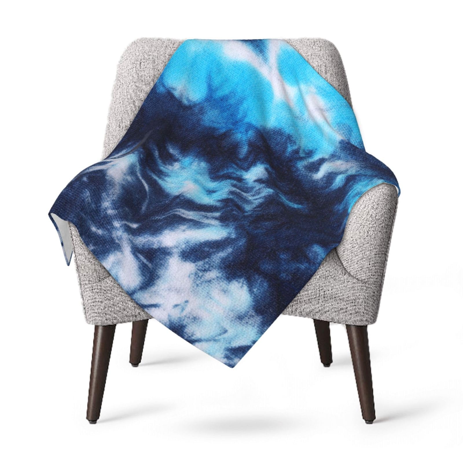 Jbofyee Tie Dye Blue Throw Blankets All Season Ultra Soft Warm Fleece Blanket for Home Bed Sofa Couch Chair Outdoor Travel Camping 40x30 Inch