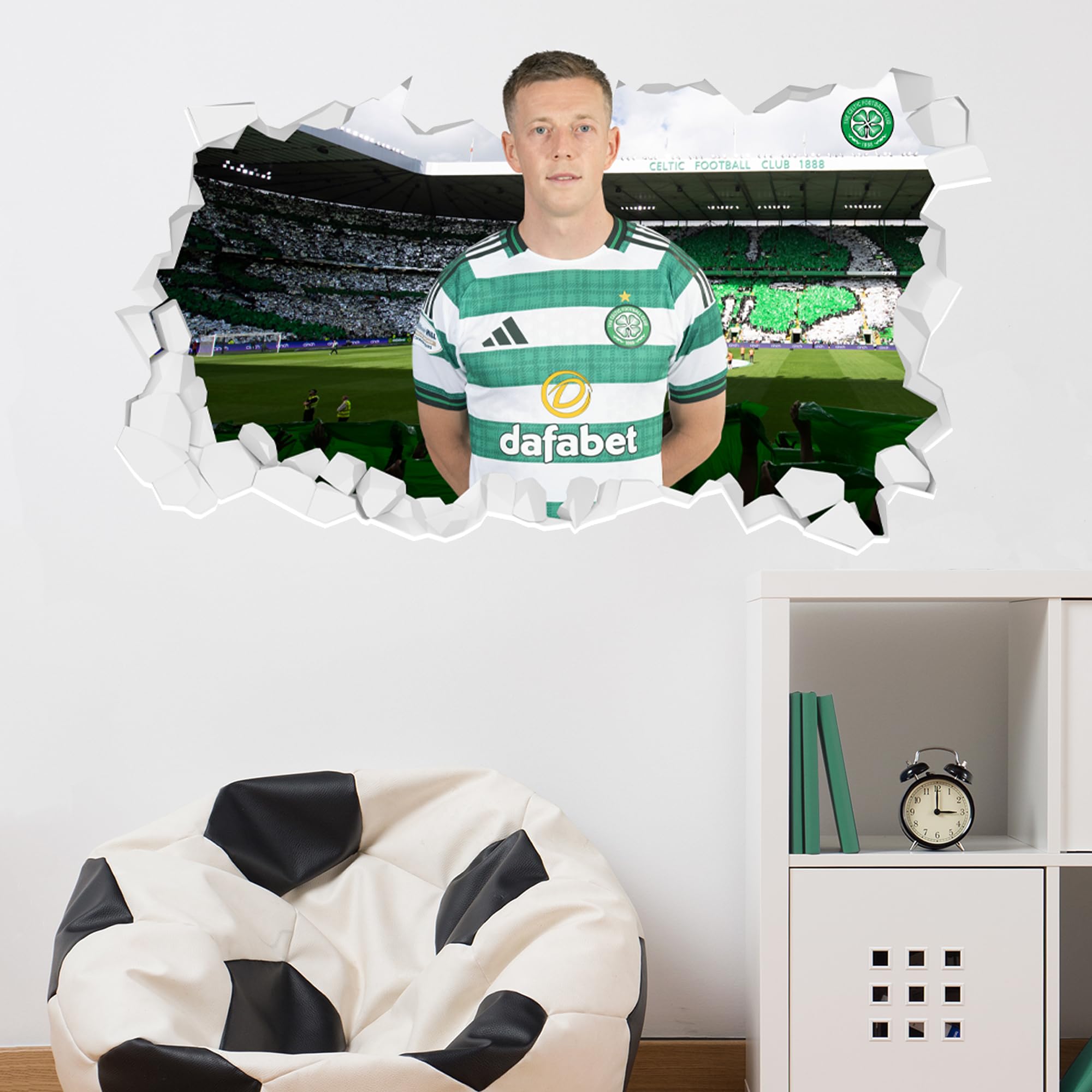 Celtic FC Wall Sticker - McGregor 25/26 Broken Wall Decal Football Art (60cm Width x 35cm Height)