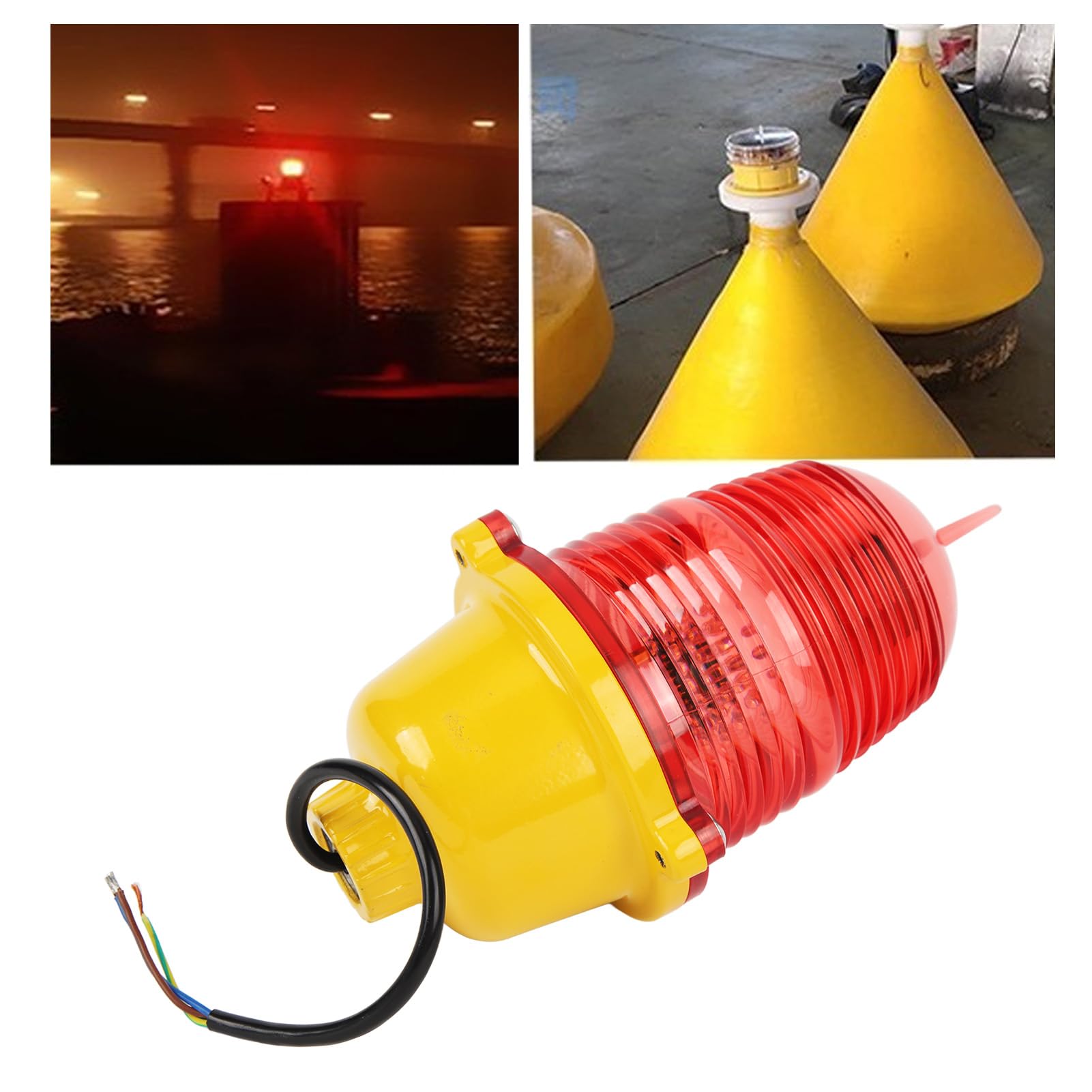 Akozon Luz de Obstrucción de Aviación Lámpara de Baliza de Emergencia LED Superbrillante Resistente a Impactos para Torre de Barcos Marinos (AC220V Encendido Constante)