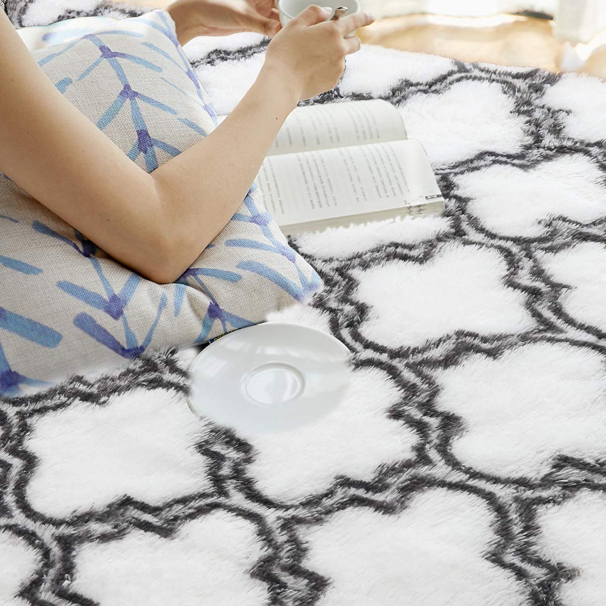 Tappeti Salotto Shaggy Tappeto a Pelo Lungo Tappeto Peloso Soggiorno Salotto Moderno Cameretta Tappeti Pelosi Camera da Letto Morbido Tappetino Antiscivolo Morbido e Soffice (bianco, 185*185)