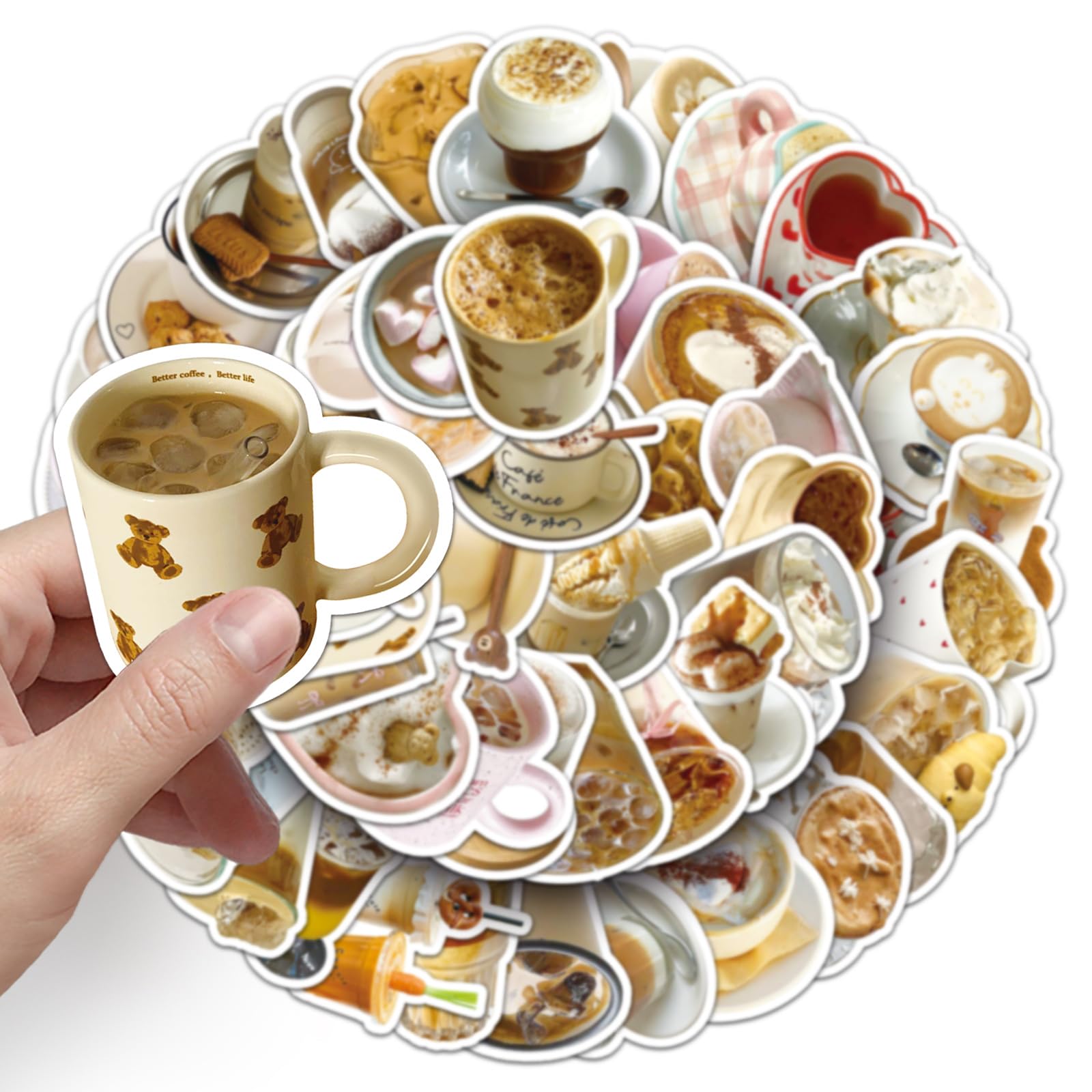 50 Pcs Coffee Stickers for Kids Teens Adults Boys Girls Gift,Cute Coffee Stickers Pack for Laptop,Skateboard,Luggage,Car,Bike - Image 3