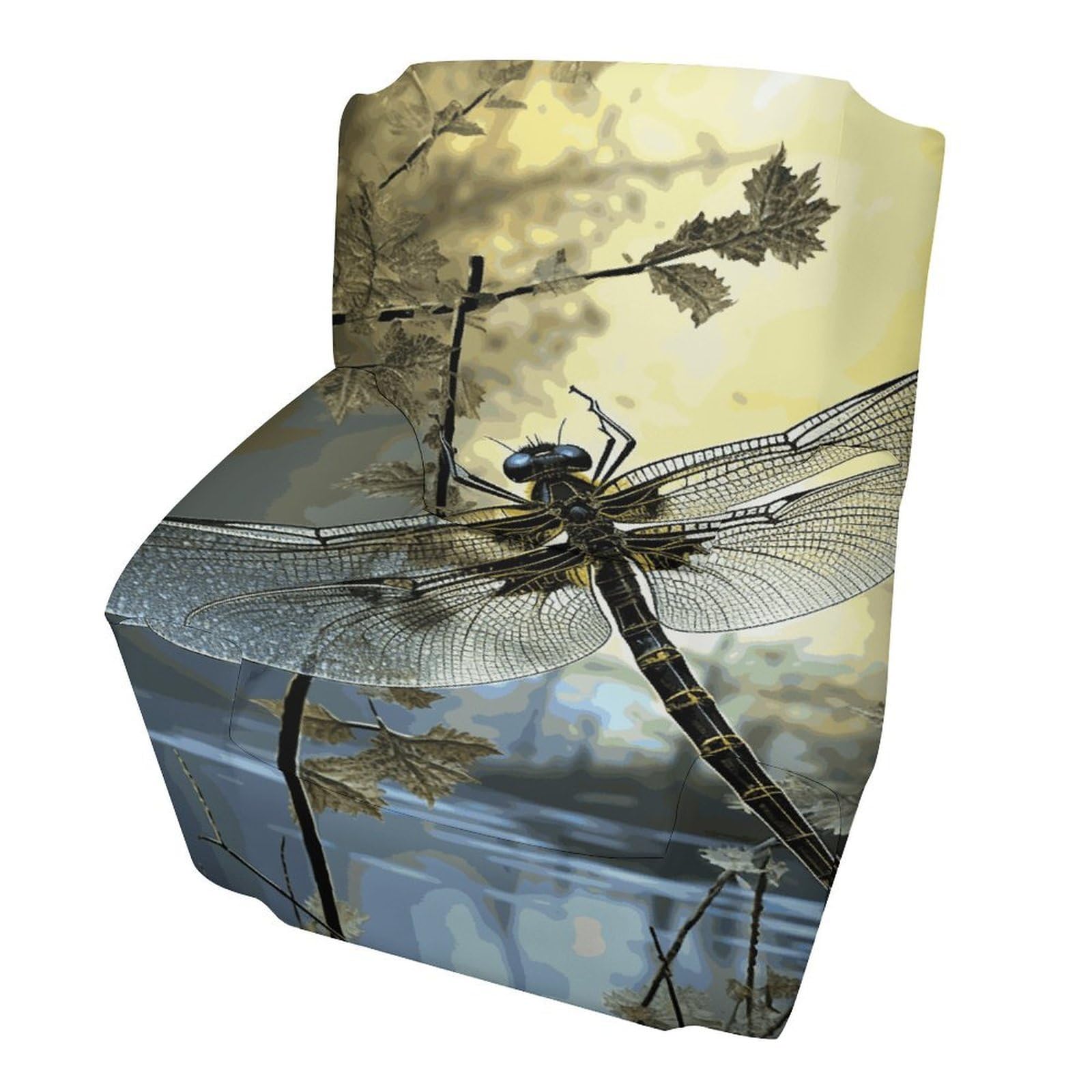 Fodpand Style Dragonflies Sofa Cover Soft 1 Seater Sofa Slipcover For Pets Washable,Couch Cover With Elastic Straps Furniture Protector