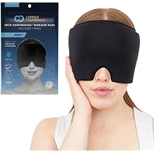 CopperFreezeTM Migraine Relief Mask Cap w/Cryo Gel by Copper Compression - Reusable 360 Ice Pack Band for Headaches - Eases Nausea, Sinus Pressure, Tension - Gift for Women, Men, Moms - One Size