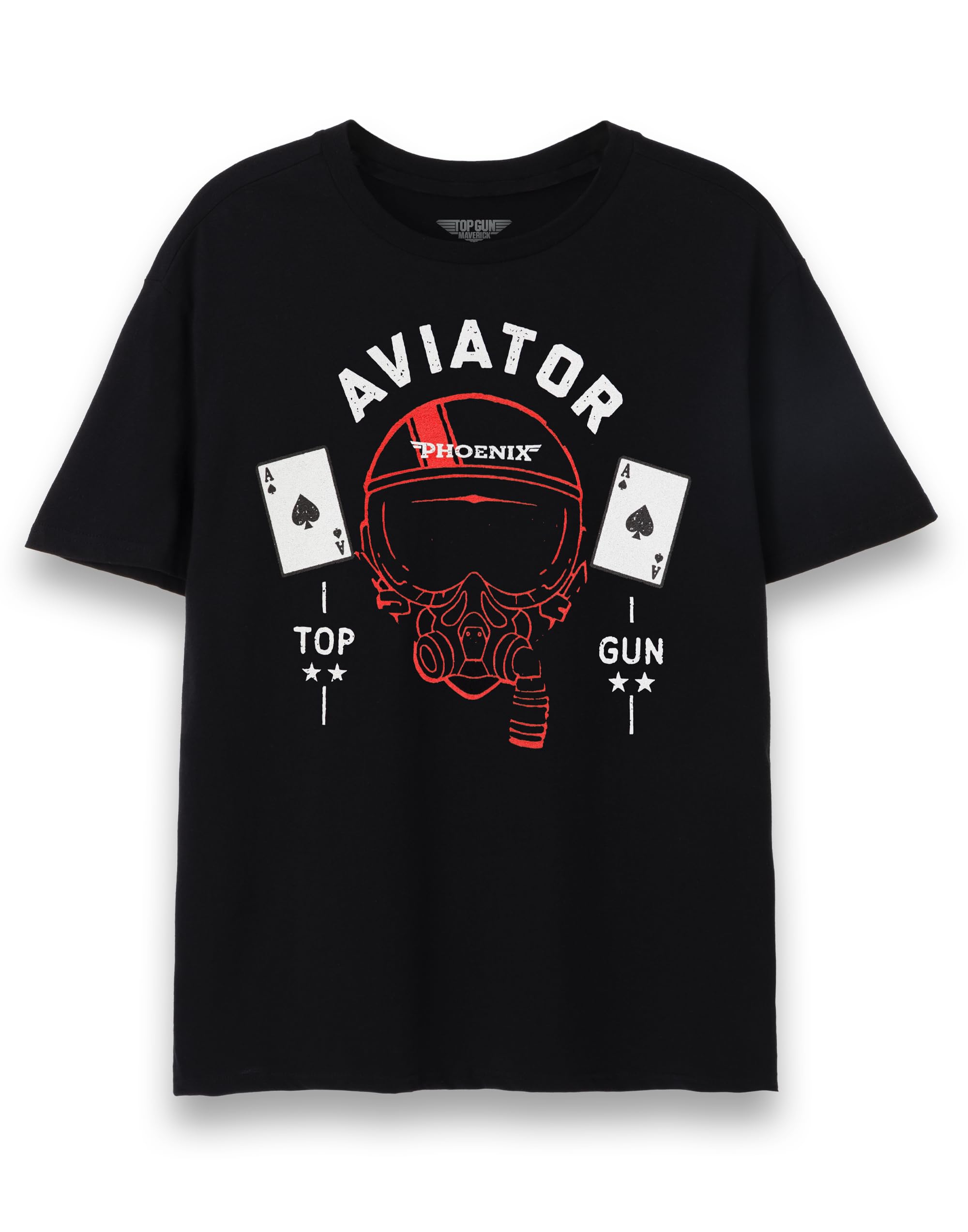 Top Gun Maverick Mens T-Shirt | Adults Aviatior Helmet Short Sleeve Graphic Tee in Navy | Phoenix Ace of Spades Action Movie Apparel Top | Iconic Film Series Merchandise Gift