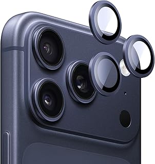 واقي عدسة الكاميرا من Next store مصمم لهاتف آيفون 17 برو ماكس زجاج مقوى 9H إطار معدني عالي الدقة مضاد للخدش تغطية كاملة متوافق مع الجرابات تركيب سهل . (كحلي)