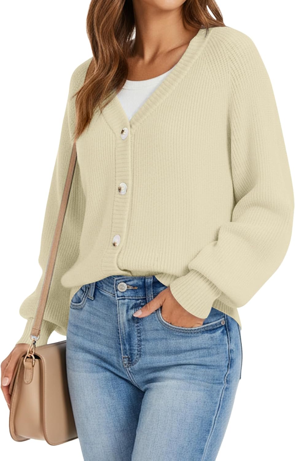 Womens Open Front Cardigan Sweaters 2025 Fall Long Sleeve Button Down Chunky Knit Casual Outerwear Coats - Image 4