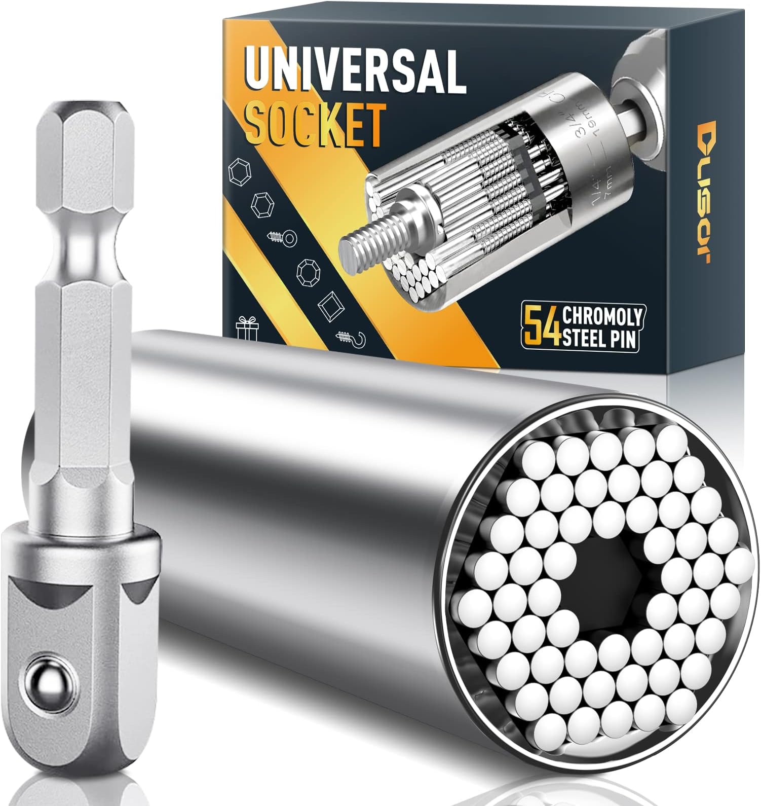 Dusor Gifts for Men Super Universal Socket Tools, Stocking Stuffers for Men, White Elephant Gifts for Adult, Gift for Him Who Have Everything, Gift Under 10 Dollars Socket Set with Power Drill Adapter