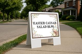 Easter Caesar Salad $8.99 Easter Spring Vintage Chicks Eggs Basket Brown A-Frame Double Sided 23x23 in. sign