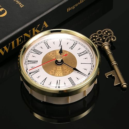 Miniatura 5 de Hicarer 3-18 Inch (3.150 in) Inserto de reloj de cuarzo, borde dorado, segunda mano roja, número romano, movimiento de cuarzo