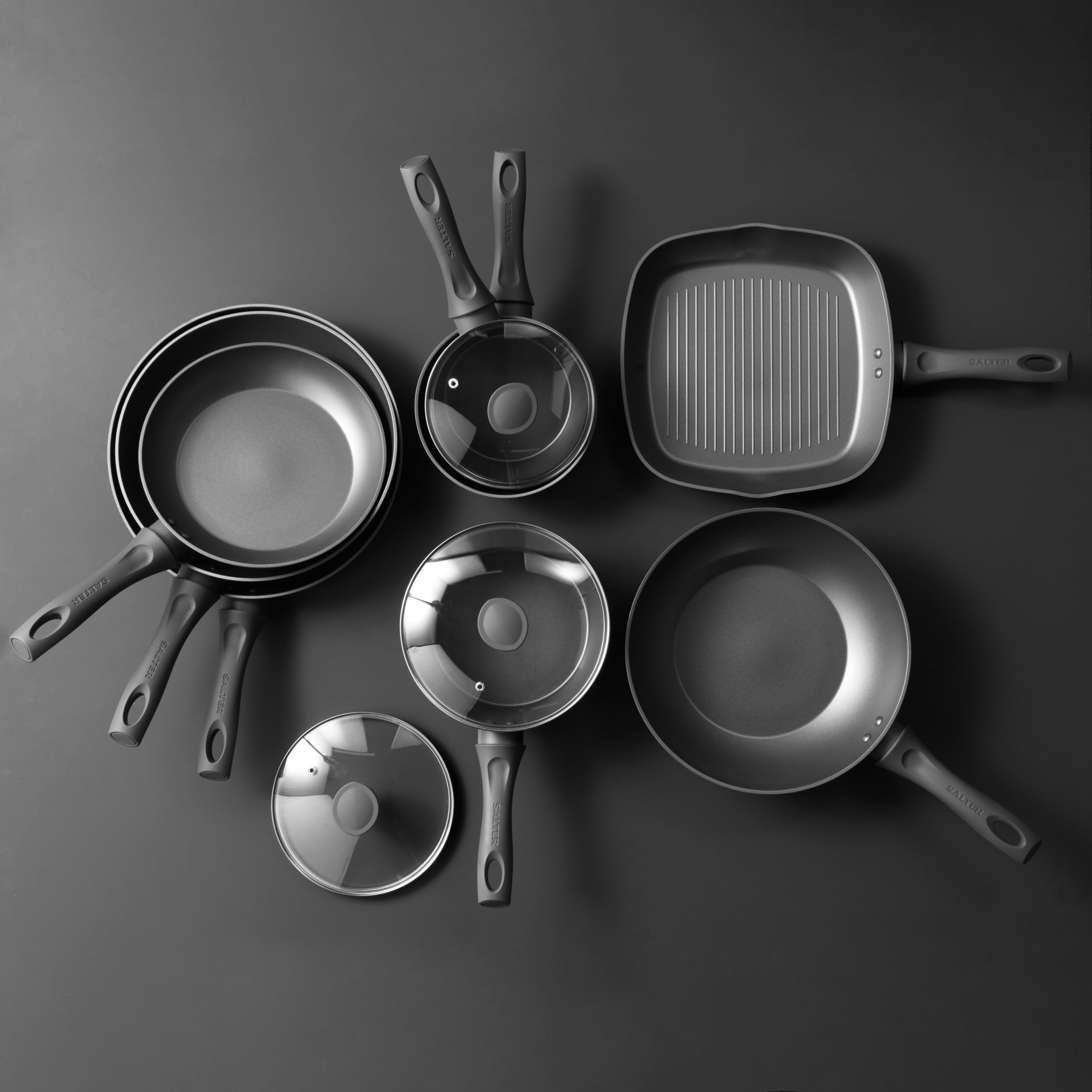 Salter Cosmos Casserole Antiadhésive 16 Cm Avec Couvercle Verre Trempé – Compatible Induction, Sans PFOA, Revêtement Durable, Gris/Noir
