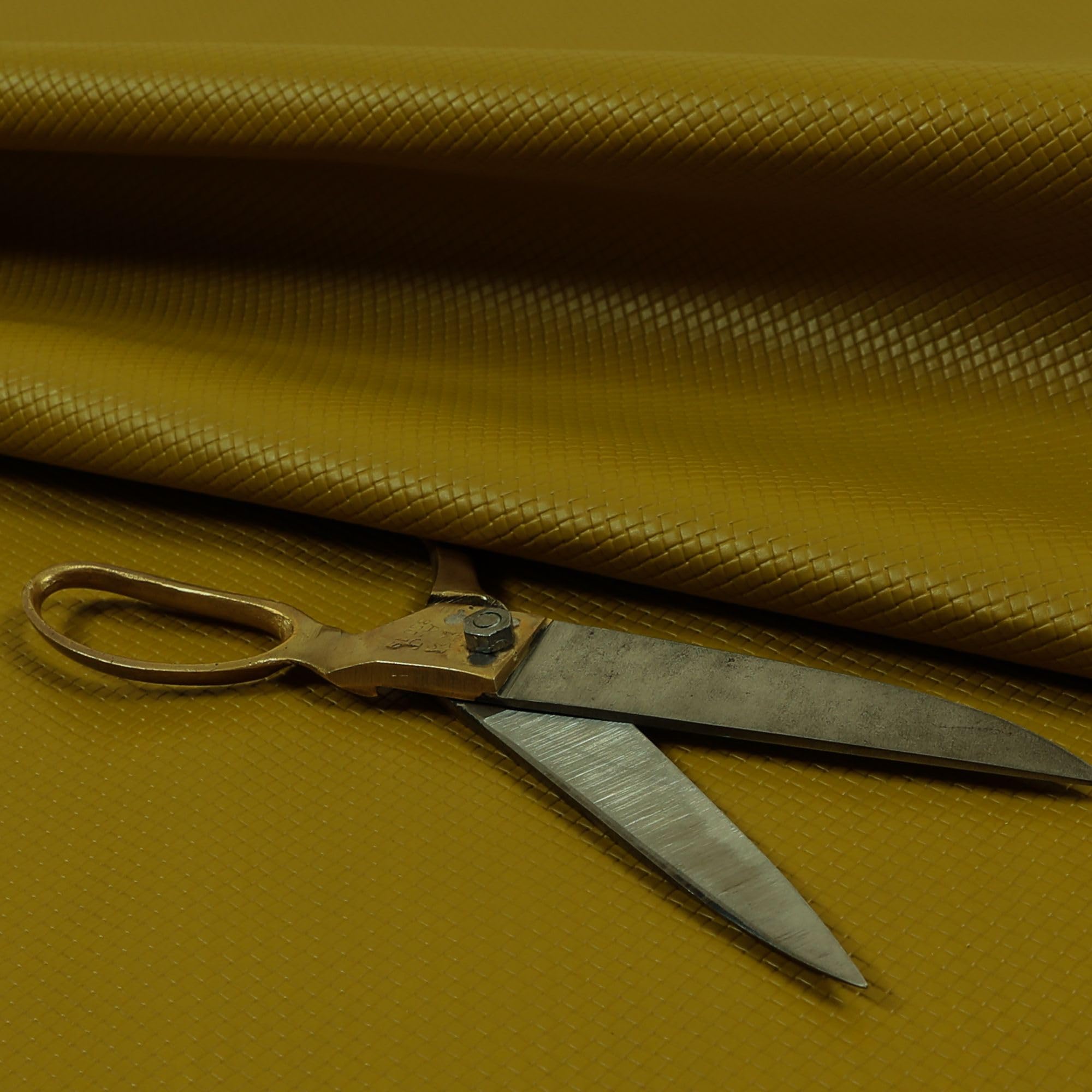 Redbrick Mill Fabrics Flame Retardant Mini Quilted Textured Plain Durable Leather in Mustard Vinyl Upholstery Fabric (Per Metre) โ image 1