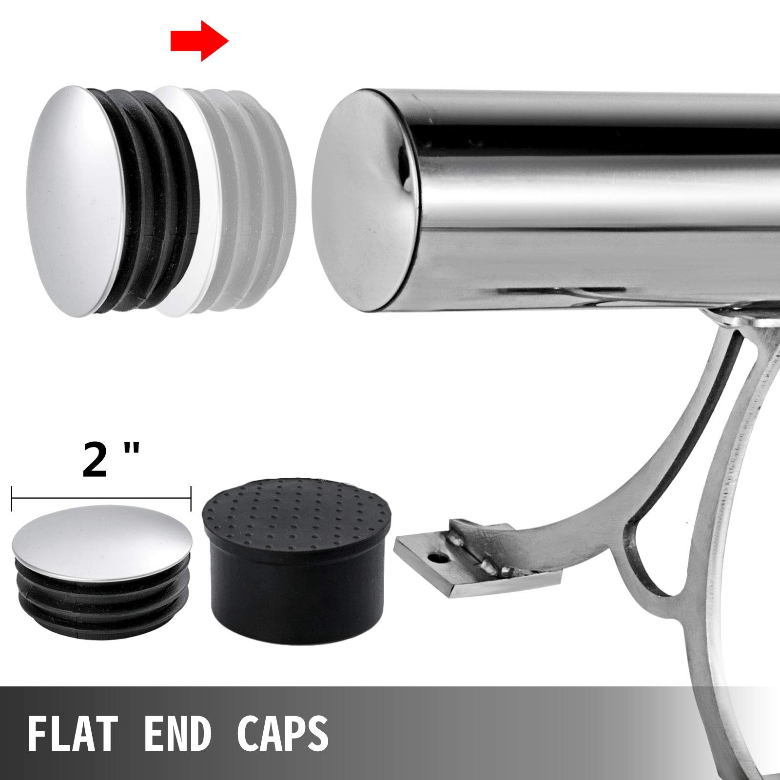 VBENLEM 2''OD Bar Foot Rail Kit 6FT Long Solid Bar Mount Foot Rail Kit