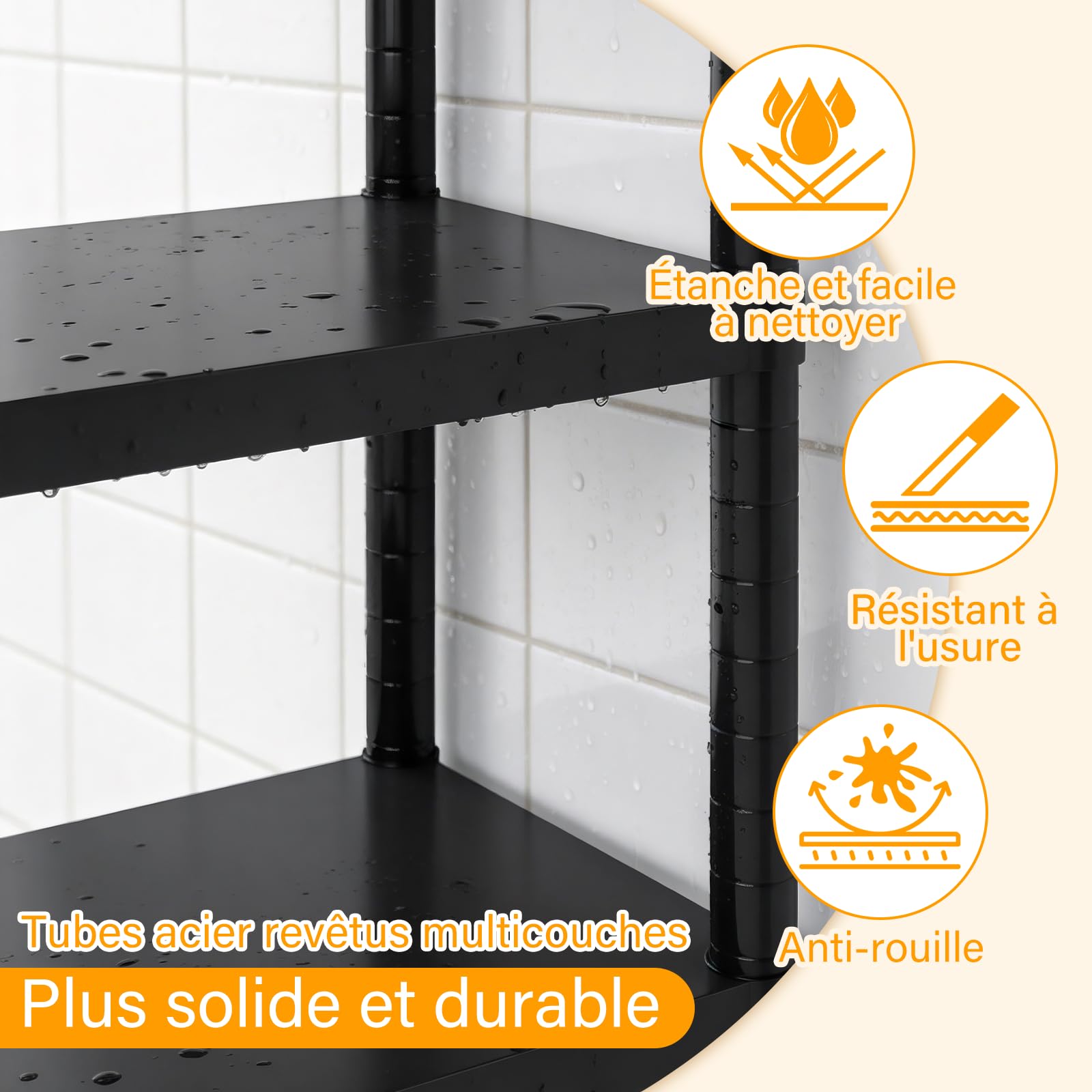 AQRA Etagère Métallique à Tablettes Ajustables pour Cuisine & Garage | 6 Tablettes, dim.30,5×40×157cm, Charge >180kg, Usage Cuisine, Bureau, Garage