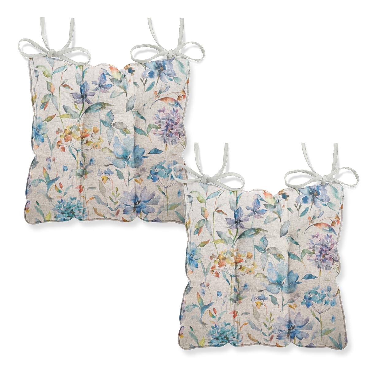 Harrison Cropper Seat Pads for Dining Chair Giardino Chair Pads with Straps, Set of 2 (Peacock)