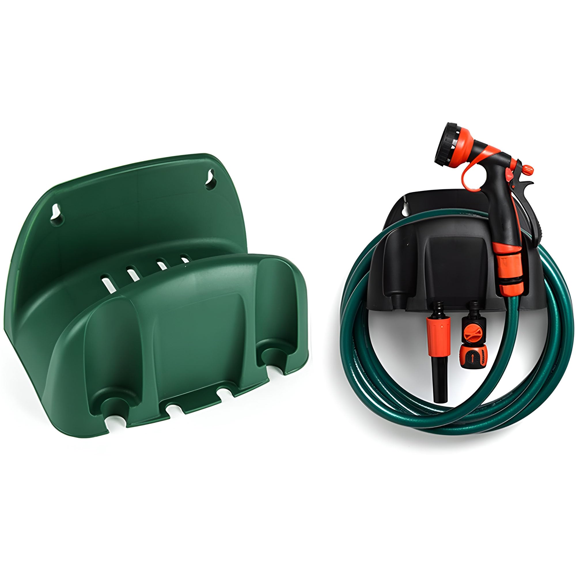 PLASTIFIC Wall Mounted Garden Hose Pipe Cable Hanger Holder Tidy Bracket Rack Fence Shed (Green)