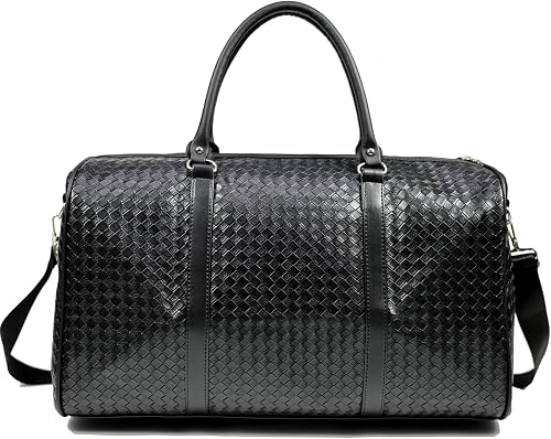27L Small Travel Duffle Bag,Weekender Bags for Women and Men with Shoe Compartment,Foldable Waterproof Toiletry Bag,Hospital Bags for Labor and Delivery,Gym Bag, Black, 18.8 inches (L) x 9.4 inches (W